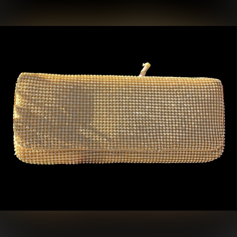 Gold-tone Statement Evening Clutch Sequin Design NWT